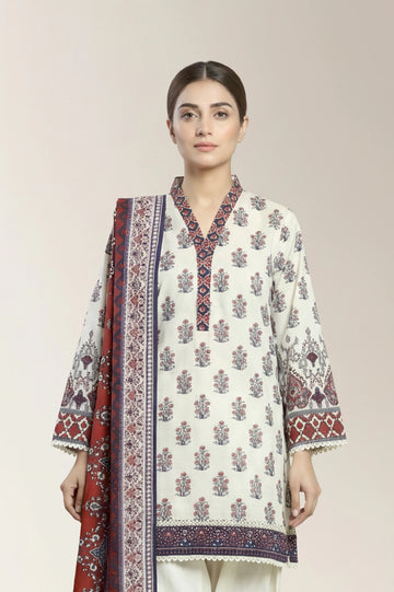 Printed Khaddar-Beige 3PC