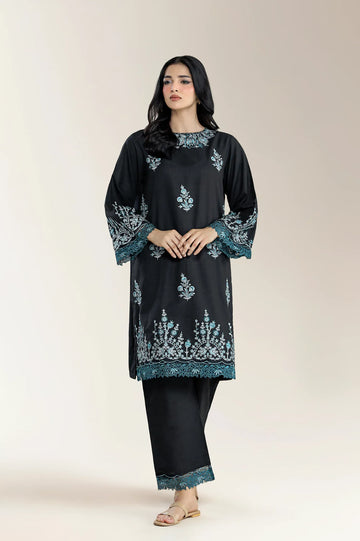 Embroidered Khaddar Black 2Pc