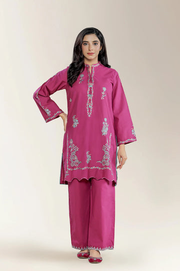 Embroidered Banadora Magenta 2PC