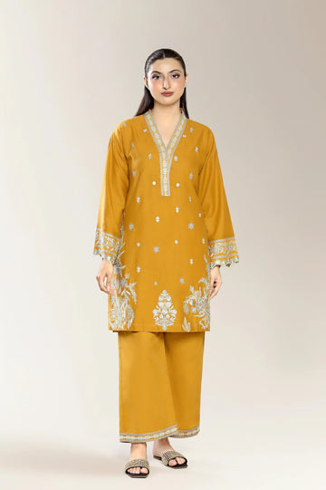 Embroidered Mustard 2PC