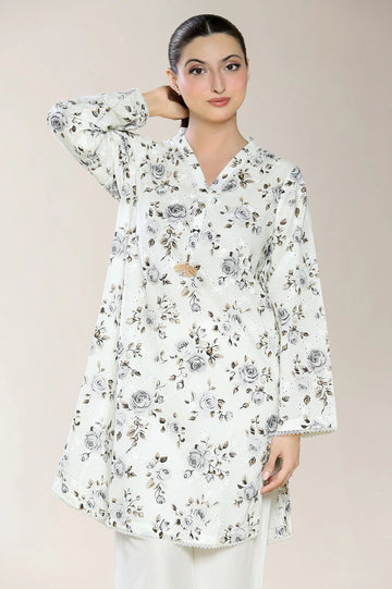 Embroidered Shiffli-Ivory Kurti