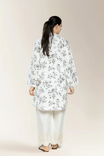 Embroidered Shiffli-Ivory Kurti