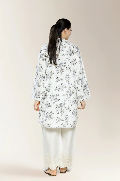 Embroidered Shiffli-Ivory Kurti