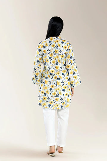 Print With Embroidery Schiffli Yellow Shirt