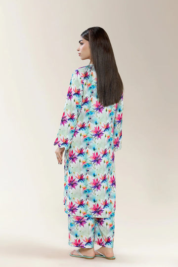 Printed Viscose Linen Cream 2PC