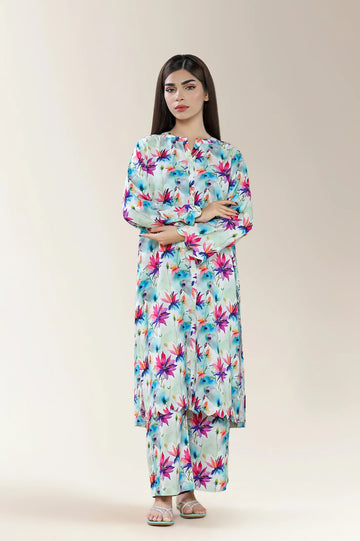 Printed Viscose Linen Cream 2PC