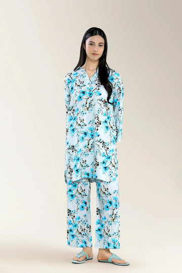 Printed Viscose Linen Ash White 2Pc