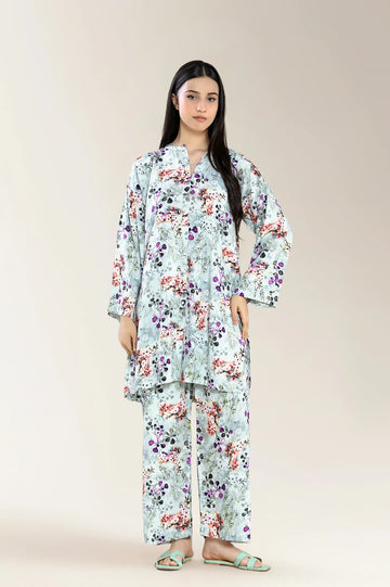 Printed Viscose Linen Light Grey 2Pc