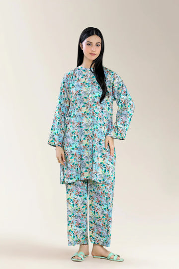 Printed Viscose Linen Grey 2Pc