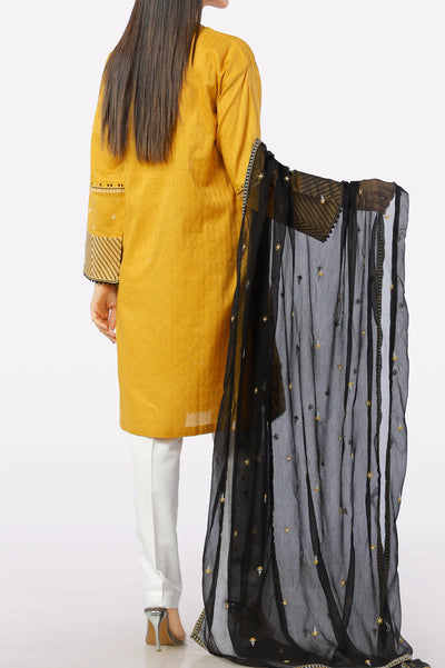 Mustard Embroidered Kurti With Dupatta From Sohaye By Diners