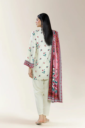 Printed Viscose Cream 3Pc