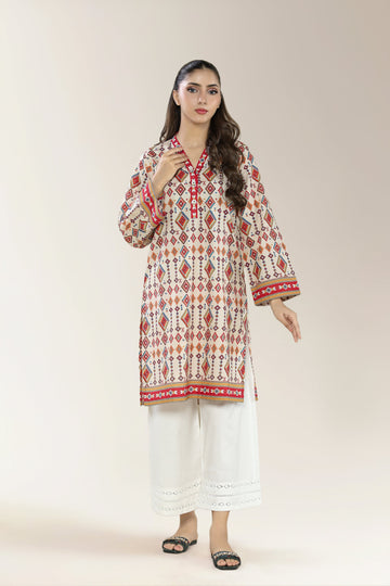 Printed Cambric Ivory Kurti