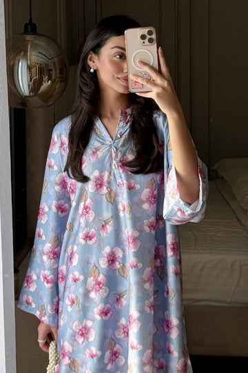 Printed Silk Grey 2PC