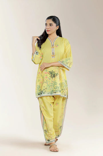Printed Cotton Yellow 2PC
