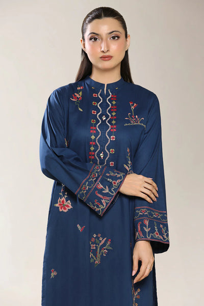 Embroidered Cambric-Navy Blue 2PC