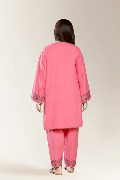 Embroidered Self Jacquard-Coral 2PC