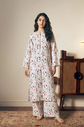 Printed White 2PC Suit