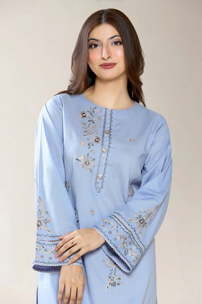 Embroidered Cambric-Lilac 2PC