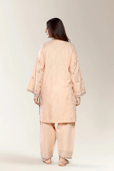Embroidered Self Jacquard-Beige 2PC