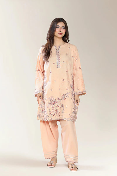 Embroidered Self Jacquard-Beige 2PC