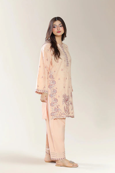 Embroidered Self Jacquard-Beige 2PC