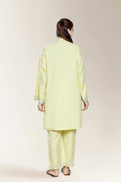 Embroidered Staple Cotton-Yellow 2PC