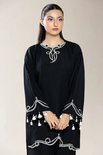 Embroidered Jacquard-Black 2PC