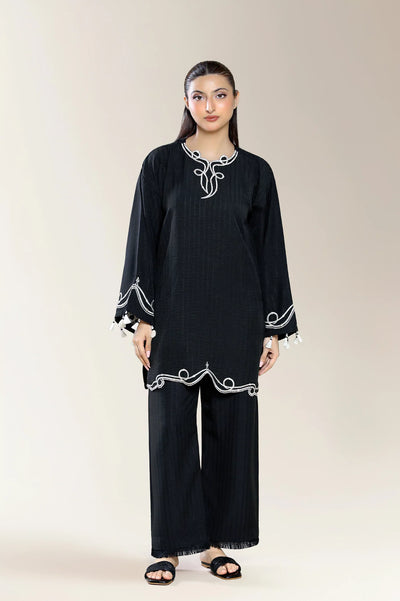 Embroidered Jacquard-Black 2PC