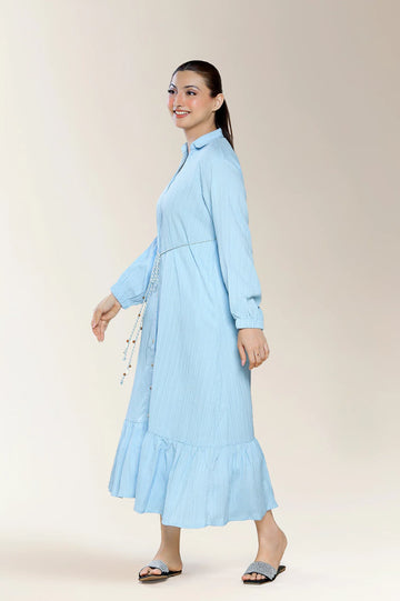 Embroidered Jacquard-Blue Shirt