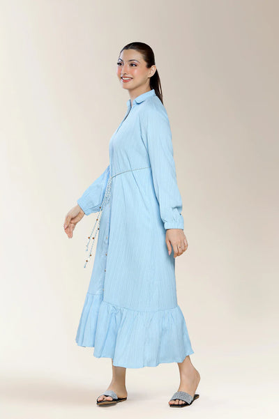 Embroidered Jacquard-Blue Shirt