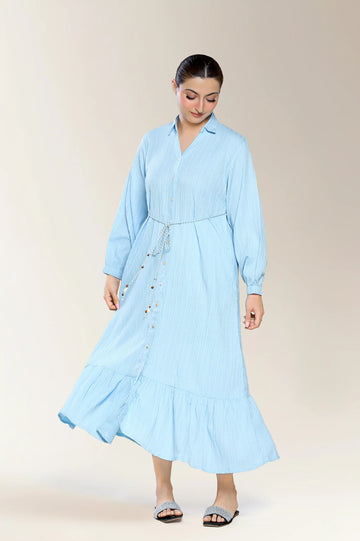 Embroidered Jacquard-Blue Shirt
