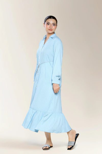 Embroidered Jacquard-Blue Shirt