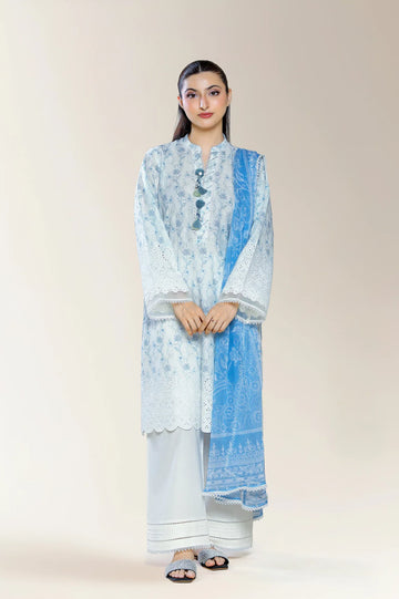 Embroidered Shiffli-White 3PC