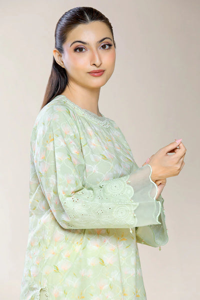 Embroidered Shiffli-Green 2PC