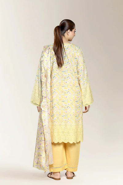 Embroidered Schiffli-Yellow 3PC
