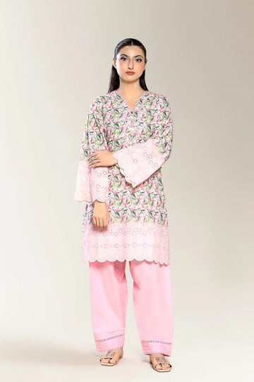 Embroidered Shiffli-Pink 3PC