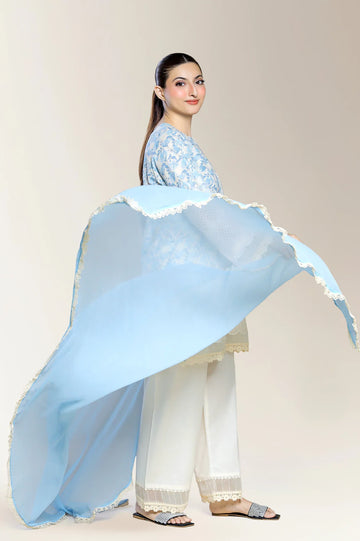 Embroidered Shiffli-Beige 3PC