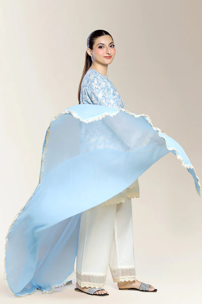 Embroidered Shiffli-Beige 3PC