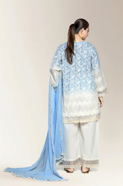 Embroidered Shiffli-Beige 3PC
