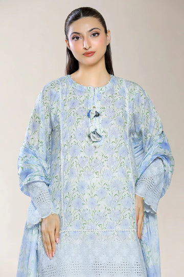 Embroidered Shiffli-Ivory 3PC