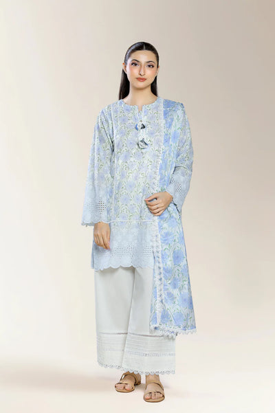 Embroidered Shiffli-Ivory 3PC