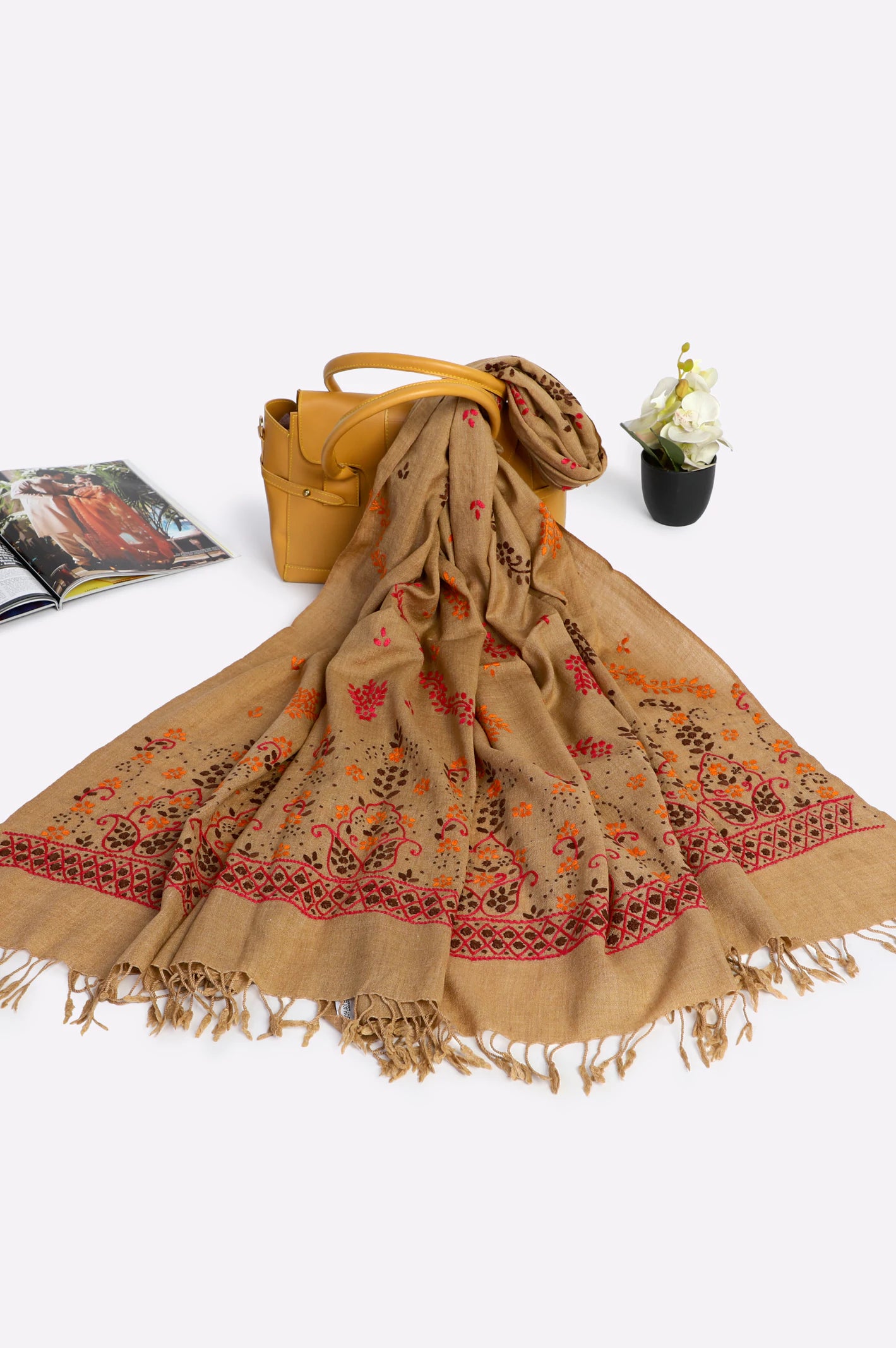 Beige Pashmina Wool Ladies Shawl From Diners