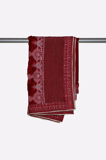 Maroon Embroidered Shawl