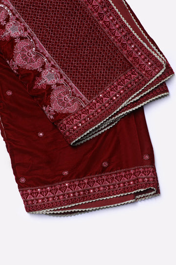Maroon Embroidered Shawl