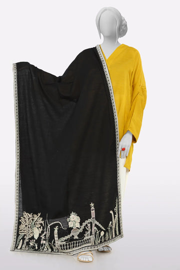 Black Embroidered Shawl