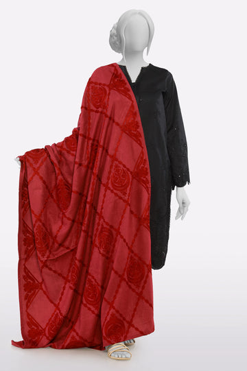 Maroon Embroidered Ladies Shawl