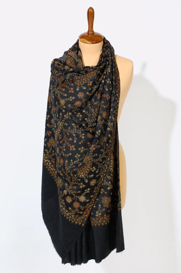 Black Embroidered Shawl