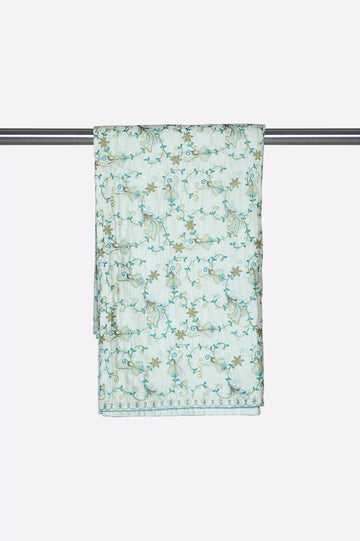 Turquoise Embroidered Shawl