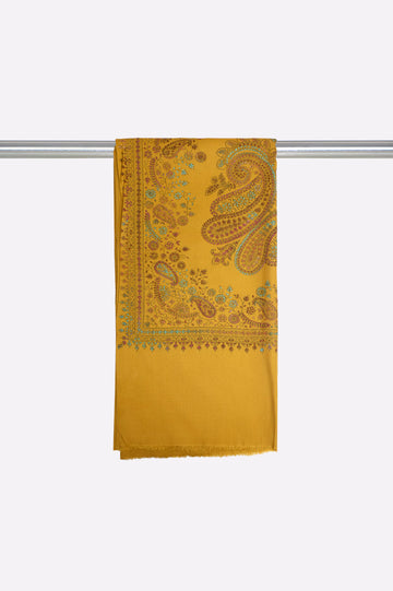 Mustard Hand Embroidered Shawl