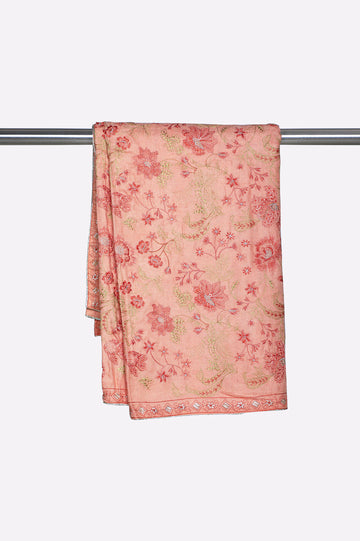 Peach Embroidered Shawl